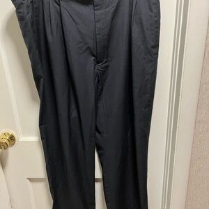 Haggar Navy Blue Men’s Dress Pants with cuffed leg elastic waist 42x30
